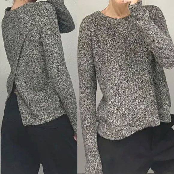 Madewell Province Cross-Back Pullover Sweater Cotton Blend Soft Marled Gray M - Picture 4 of 16